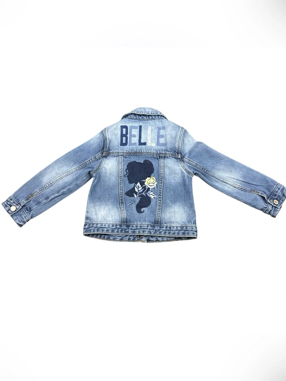 Gap Disney Belle Girls Denim Jacket Beauty & the Beast Embroidered Size Unknown